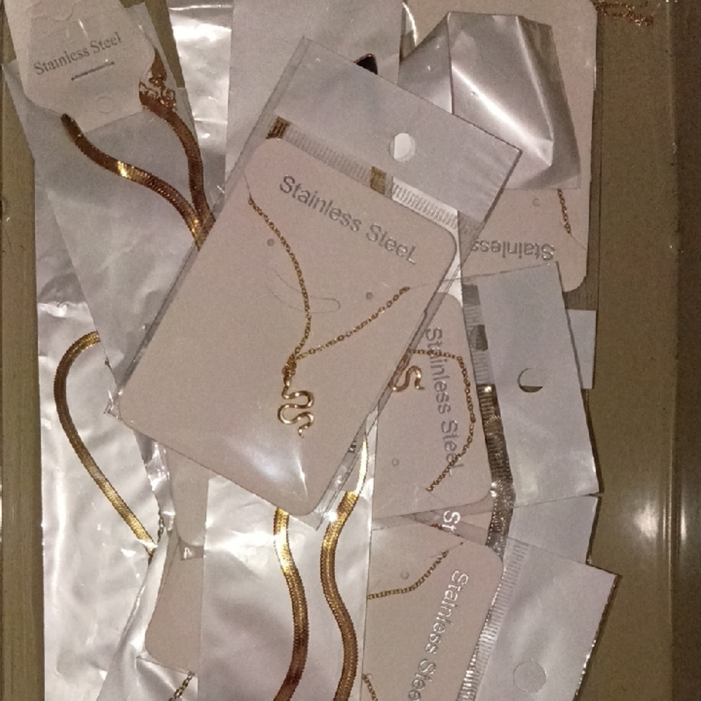 Gold Stainless Steel Snake Pendant Necklace - Gold Chain